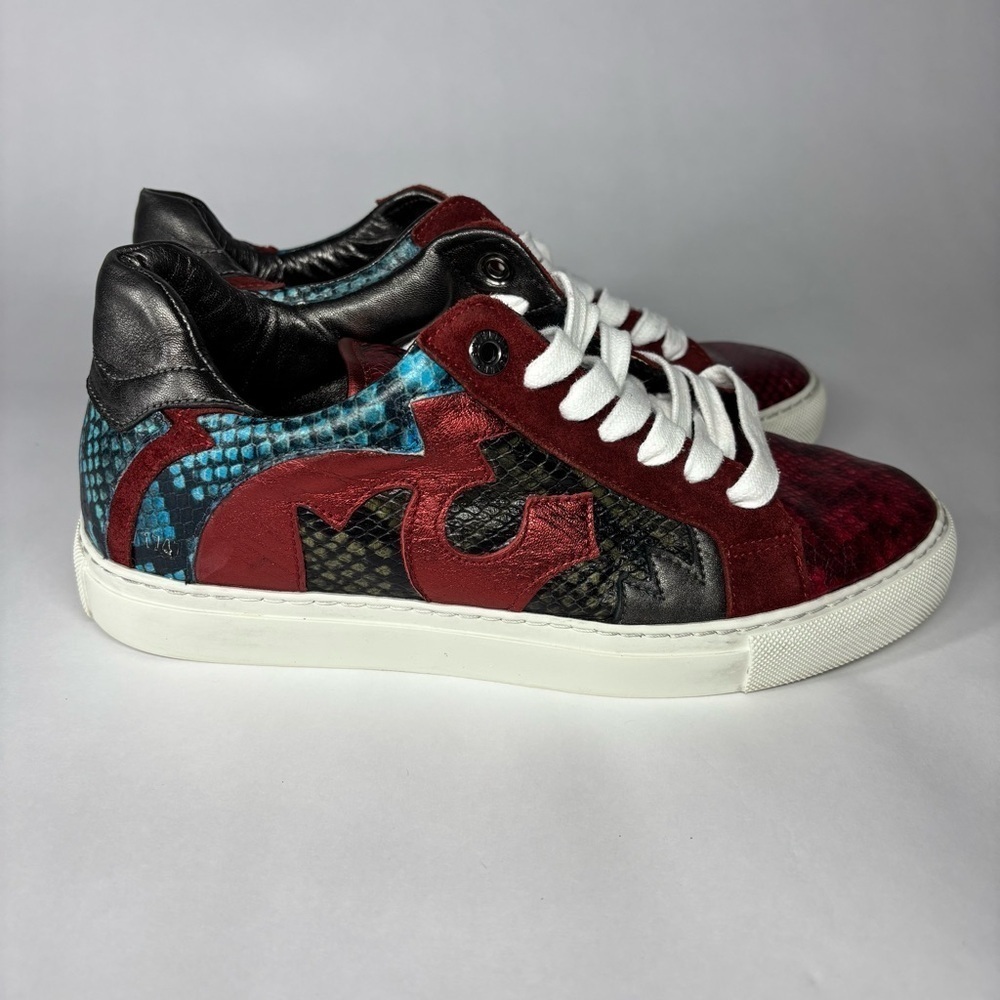 Zadig and Voltaire Sneakers 9.5 10 Leather Low Top Trainers Metallic Party M 7.5
